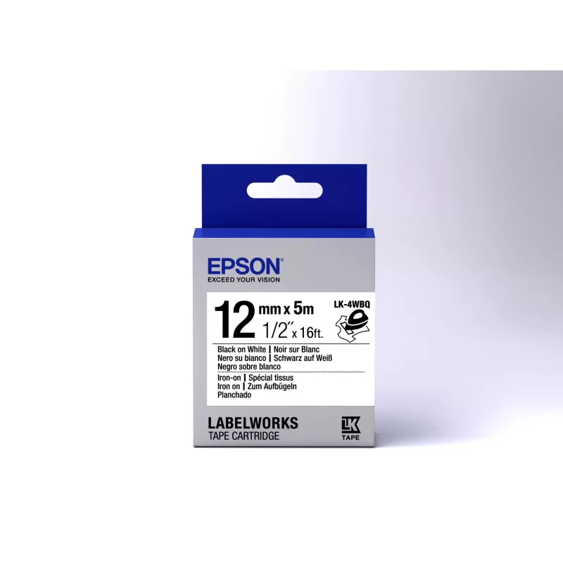 Epson etikečių kasetė, lyginama LK-4WBQ, juoda / balta, 12 mm (5 m)