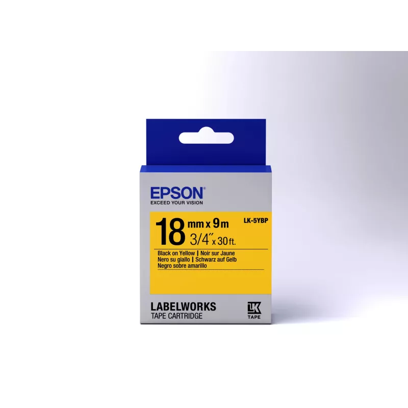Epson Label Cartridge Pastel LK-5YBP Juoda/Geltona 18mm (9m)