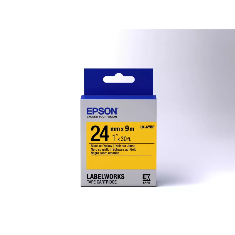 Epson etikečių kasetė Pastel LK-6YBP juoda/geltona 24 mm (9 m)