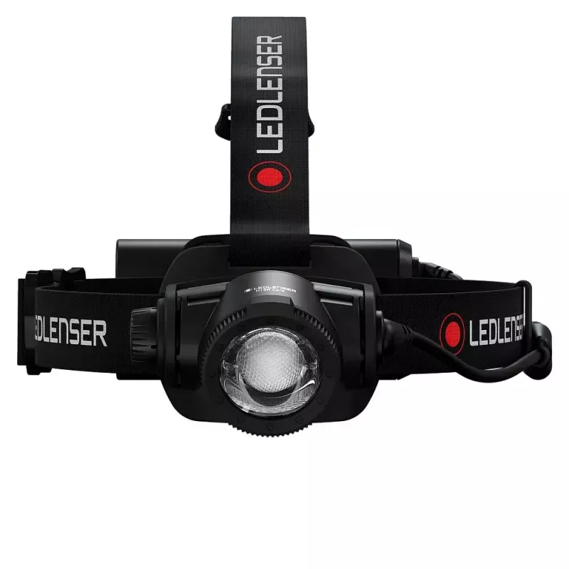 Priekinis žibintuvėlis Led Lenser H15R Core — ant galvos nešiojamas LED žibintuvėlis, 2500 lm, 21700 įkraunama baterija, IP67, 250 m spindulys, 4 galios lygiai, aliuminis, juodas