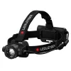 Priekinis žibintuvėlis Led Lenser H15R Core — ant galvos nešiojamas LED žibintuvėlis, 2500 lm, 21700 įkraunama baterija, IP67, 250 m spindulys, 4 galios lygiai, aliuminis, juodas
