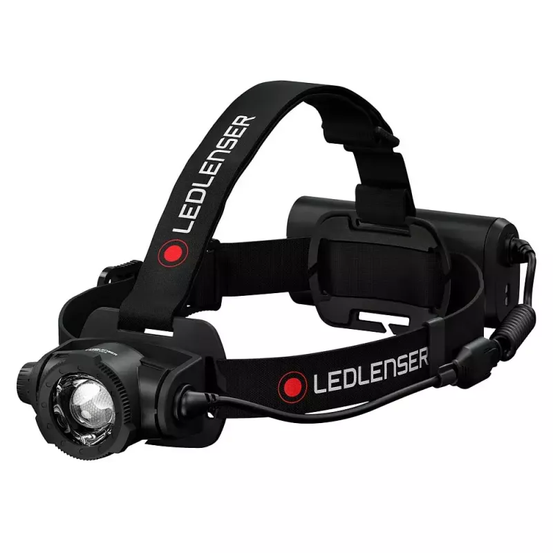 Priekinis žibintuvėlis Led Lenser H15R Core — ant galvos nešiojamas LED žibintuvėlis, 2500 lm, 21700 įkraunama baterija, IP67, 250 m spindulys, 4 galios lygiai, aliuminis, juodas