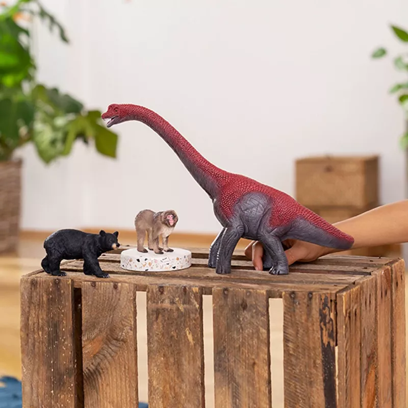 Žaislinė figūrėlė TEKA Brachiosaurus — plastikinė dinozaurų figūrėlė, pilka/raudona, nuo 4 metų