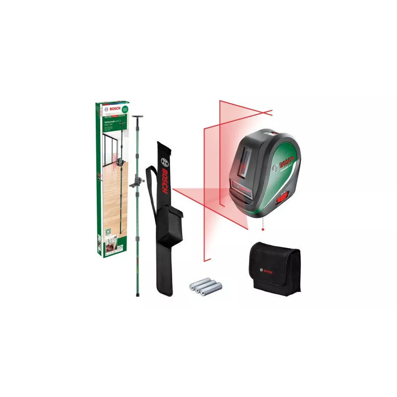 Lazerinis nivelyras Bosch UniversalLevel 3 Maxi Set 0603663903 — savaime išsilyginantis, veikimo nuotolis iki 30 m