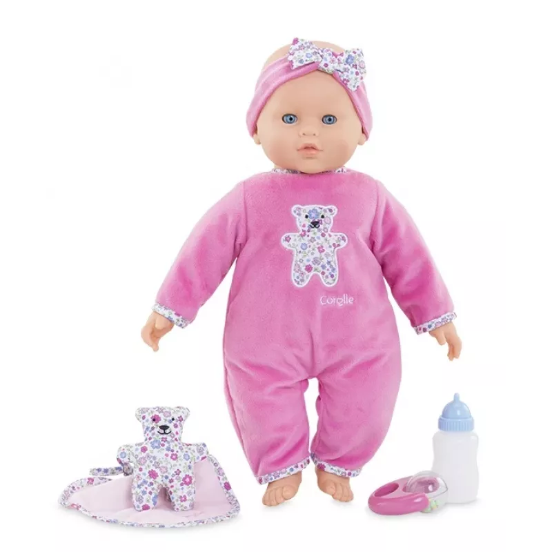 Lėlė Simba‑Dickie Corolle 9000150050, interaktyvi mažylio lėlė, 42 cm ūgio, AA baterija, rožinė
