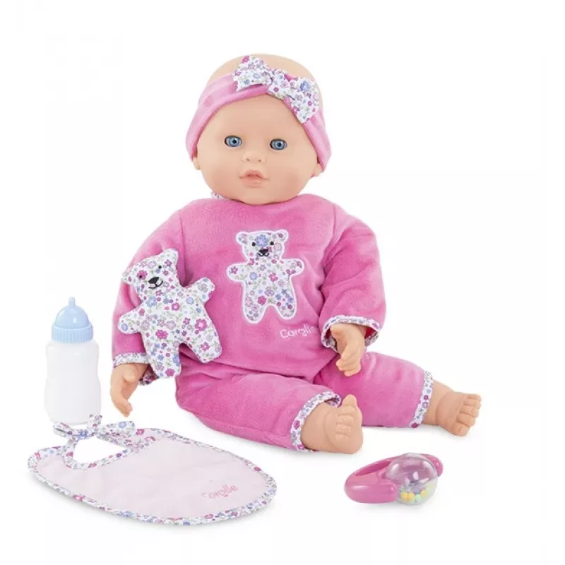 Lėlė Simba‑Dickie Corolle 9000150050, interaktyvi mažylio lėlė, 42 cm ūgio, AA baterija, rožinė