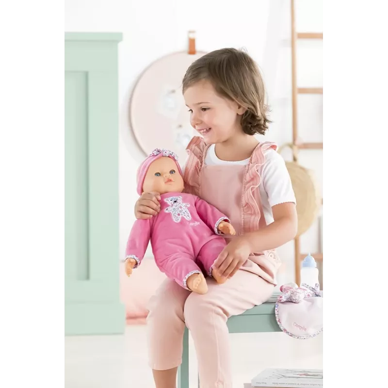 Lėlė Simba‑Dickie Corolle 9000150050, interaktyvi mažylio lėlė, 42 cm ūgio, AA baterija, rožinė