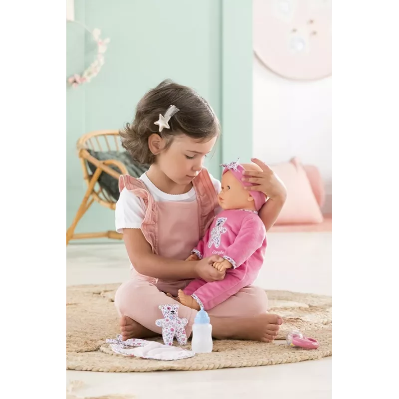 Lėlė Simba‑Dickie Corolle 9000150050, interaktyvi mažylio lėlė, 42 cm ūgio, AA baterija, rožinė