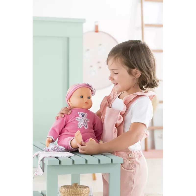 Lėlė Simba‑Dickie Corolle 9000150050, interaktyvi mažylio lėlė, 42 cm ūgio, AA baterija, rožinė