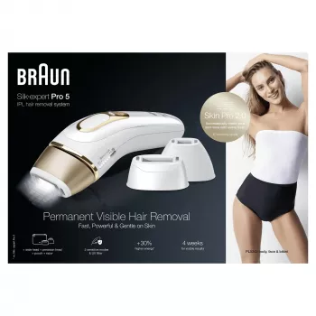 Braun Silk-expert Pro 5 PL5243 intensyvios impulsinės šviesos (IPL) epiliatorius, auksinis, baltas