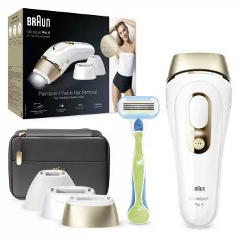 Braun Silk-expert Pro 5 PL5243 intensyvios impulsinės šviesos (IPL) epiliatorius, auksinis, baltas