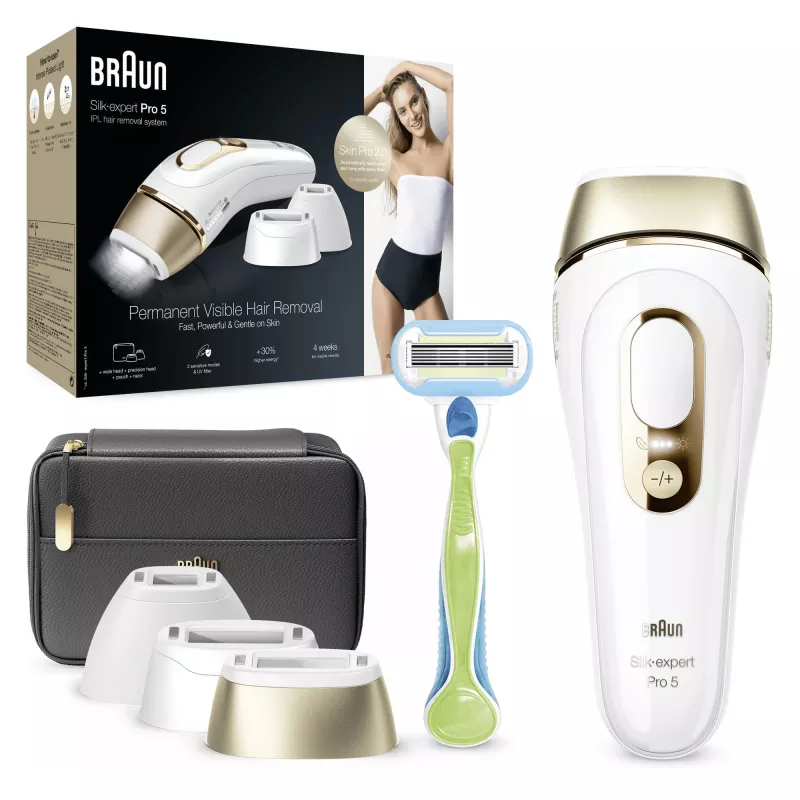 Braun Silk-expert Pro 5 PL5243 intensyvios impulsinės šviesos (IPL) epiliatorius, auksinis, baltas