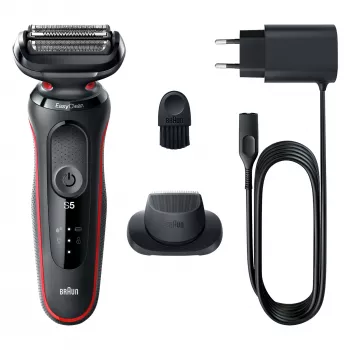 Braun Series 5 51-R1200S vyriška barzdaskutė Folijinė barzdaskutė Apdailos peiliukas Juoda, Raudona