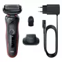 Braun Series 5 51-R1200S vyriška barzdaskutė Folijinė barzdaskutė Apdailos peiliukas Juoda, Raudona