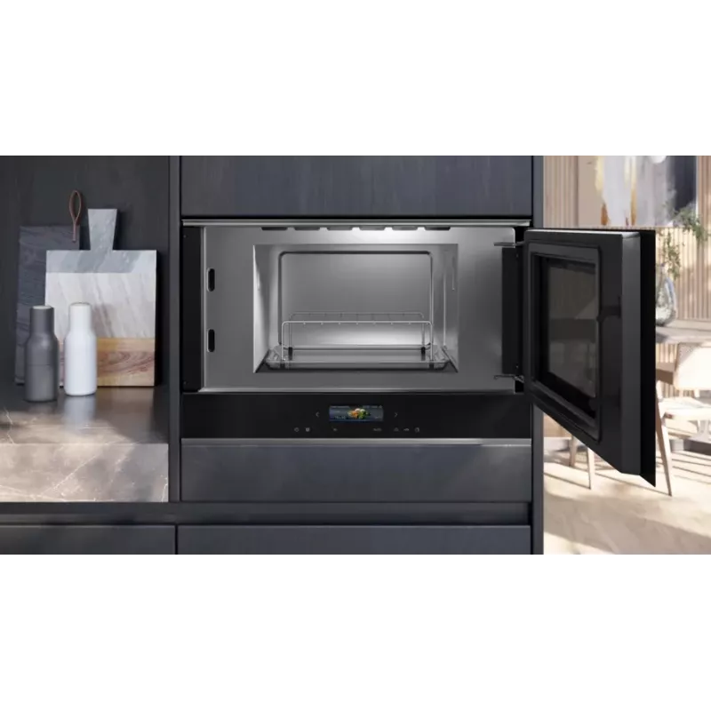 Siemens iQ700 BE732R1B1 mikrobangų krosnelė Juoda Kombinuota mikrobangų krosnelė Įmontuojama 21 L 900 W