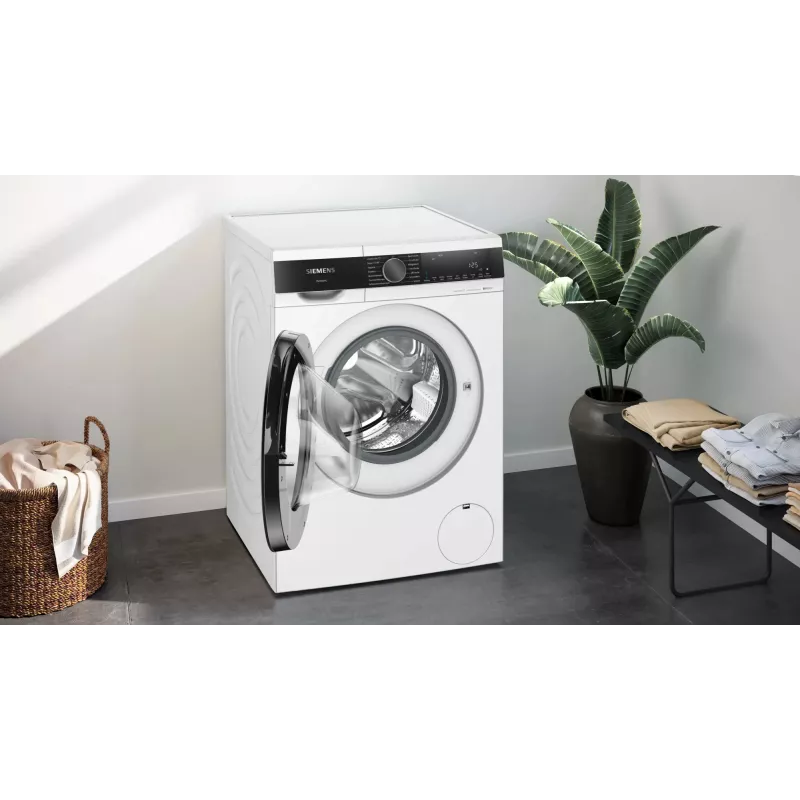 Siemens iQ500 WG44G2Z22 skalbimo mašina Įkraunama iš priekio 9 kg 1351 aps./min. Juoda, Balta