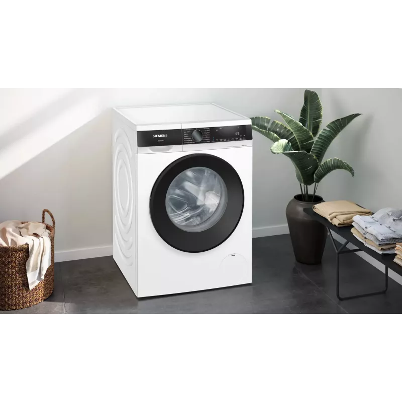 Siemens iQ500 WG44G2Z22 skalbimo mašina Įkraunama iš priekio 9 kg 1351 aps./min. Juoda, Balta