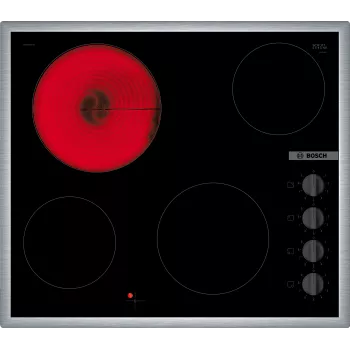 Bosch Serie 2 PKE645CA2E kaitlentė Juoda, Nerūdijantis plienas Įmontuojama 60 cm Keraminė kaitlentė 4 zonos(-ų)