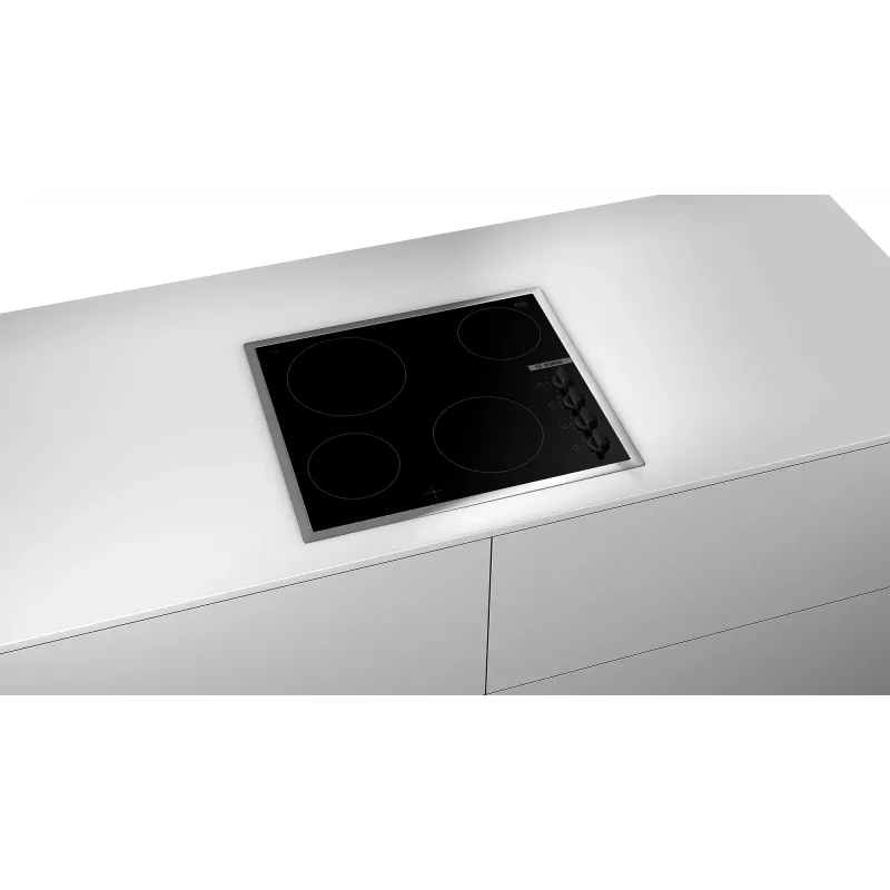 Bosch Serie 2 PKE645CA2E kaitlentė Juoda, Nerūdijantis plienas Įmontuojama 60 cm Keraminė kaitlentė 4 zonos(-ų)