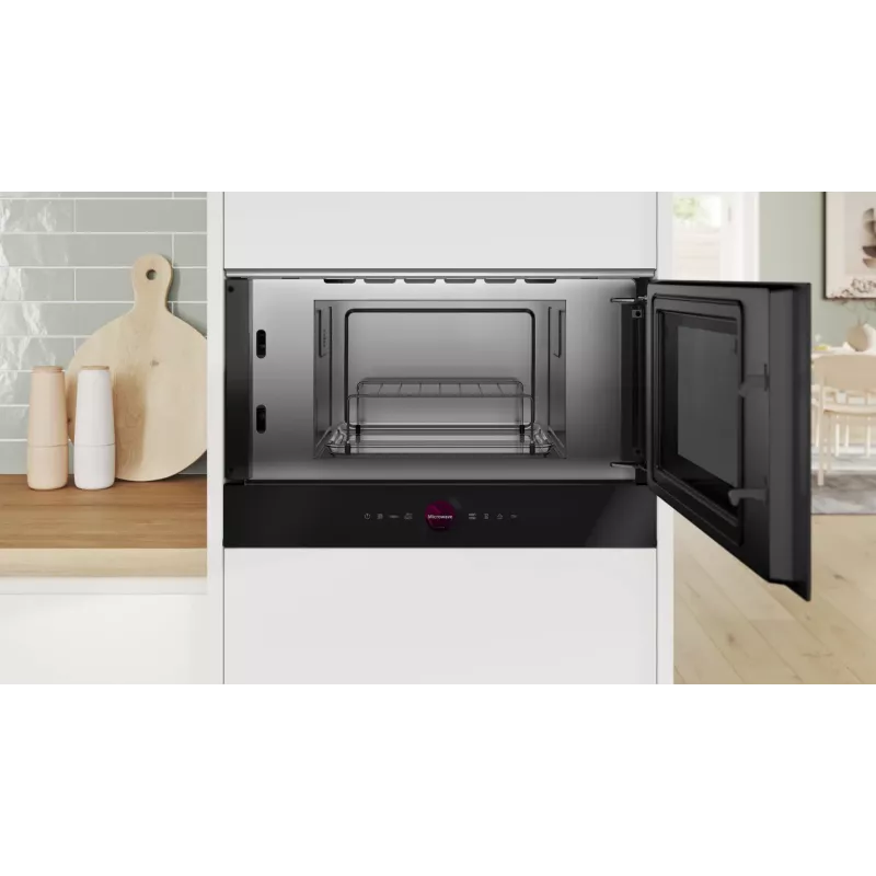 Bosch Serie 8 BER7321B1 mikrobangų krosnelė, juoda, atskirai pastatoma mikrobangų krosnelė, įmontuojama, 21 l, 900 W