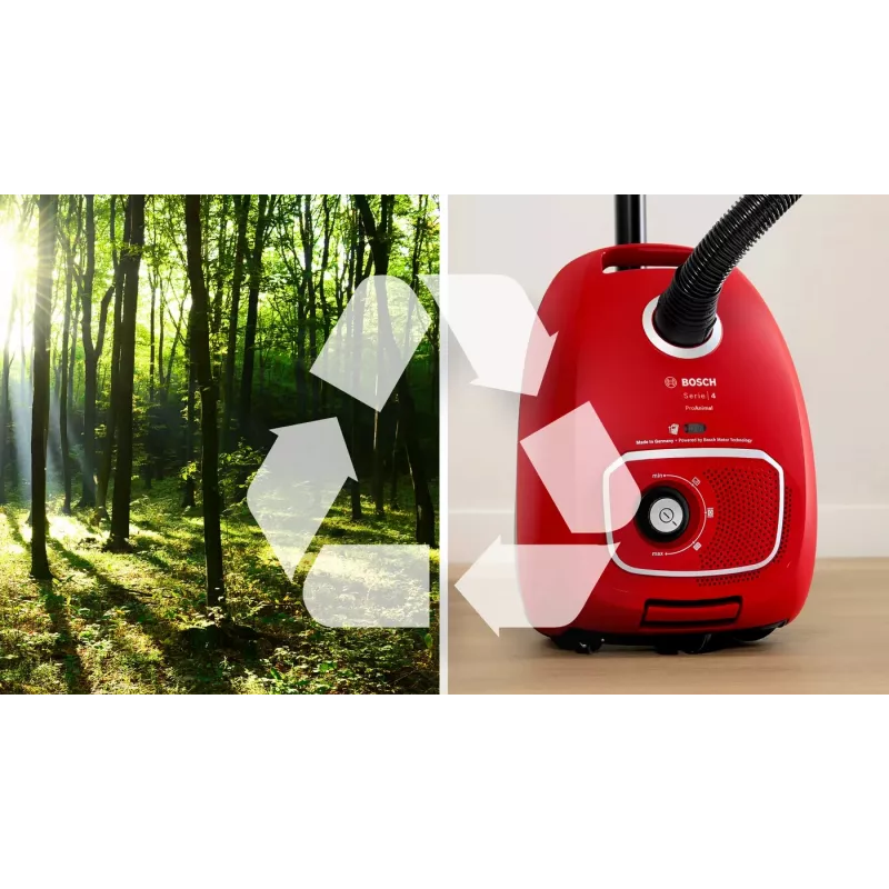 Bosch BGB41PET1 dulkių siurblys 4 L cilindrinis dulkių siurblys sausam valymui 700 W dulkių maišelis