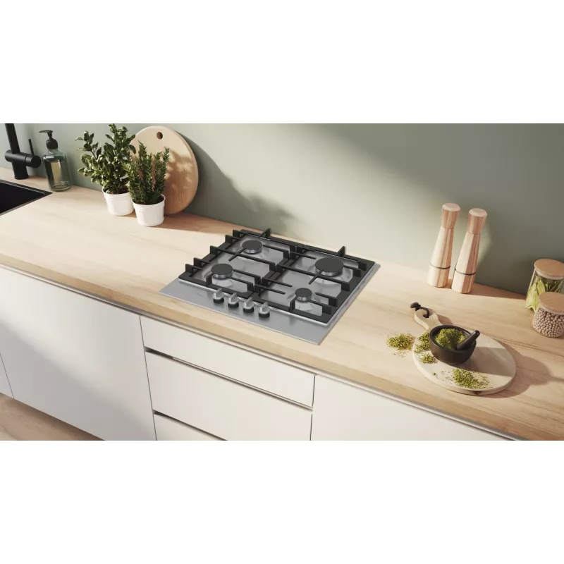 Bosch Serie 6 PCP6A5I90 kaitlentė Nerūdijantis plienas Įmontuojama 60 cm Dujinė 4 zonos