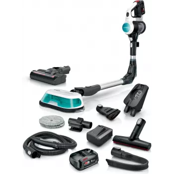 Bosch BSS712XHYG belaidis dulkių siurblys / elektrinė šluota 2-in-1 belaidis dulkių siurblys Baterija Sausas HEPA Be maišelio 0,3 l Aqua spalva, juoda, sidabrinė, balta 2,5 Ah