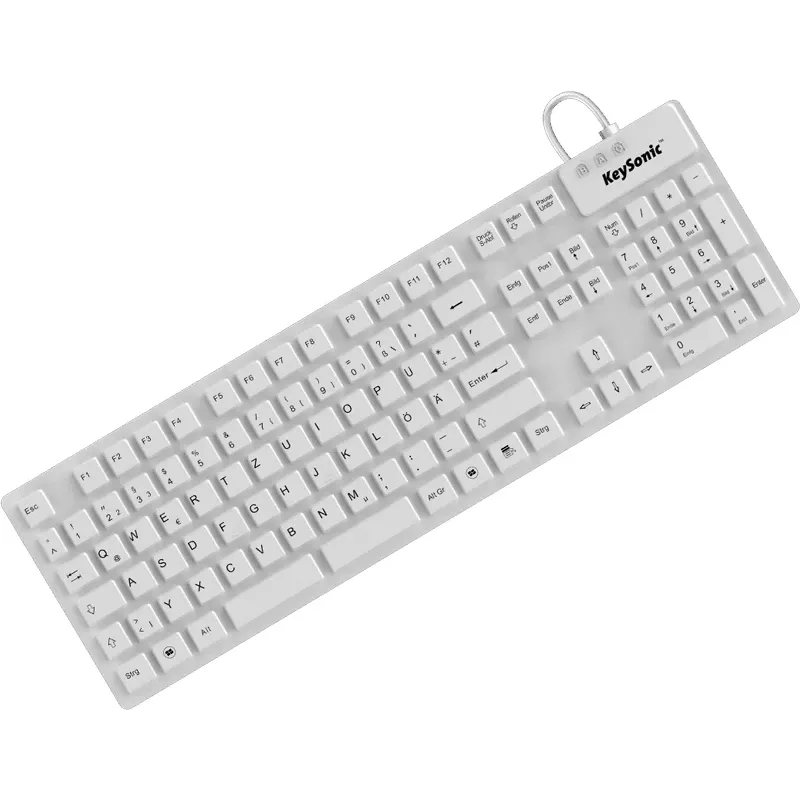 „KeySonic KSK-8030 IN (DE)“ balta klaviatūra, pramoninė, USB, QWERTZ, vokiška