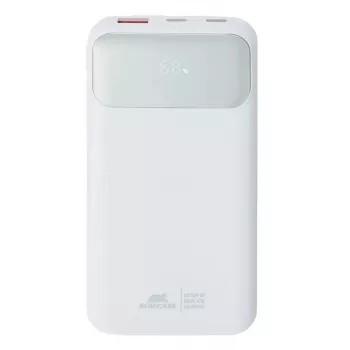 Nešiojama išorinė baterija Rivacase VA2211WH — 10000 mAh, PD 3.0, QC 3.0, 1x USB-A + 2x USB-C, 22.5 W išvestis