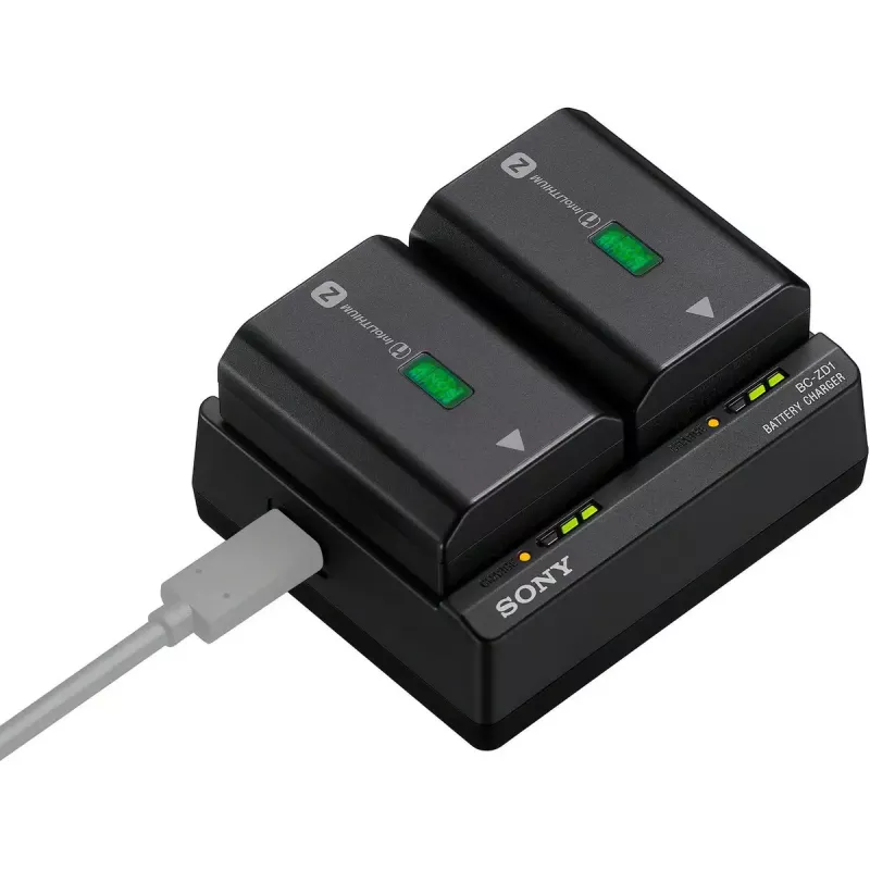 Sony BC-ZD1 akumuliatoriaus įkroviklis, skirtas skaitmeninių fotoaparatų akumuliatoriams, USB