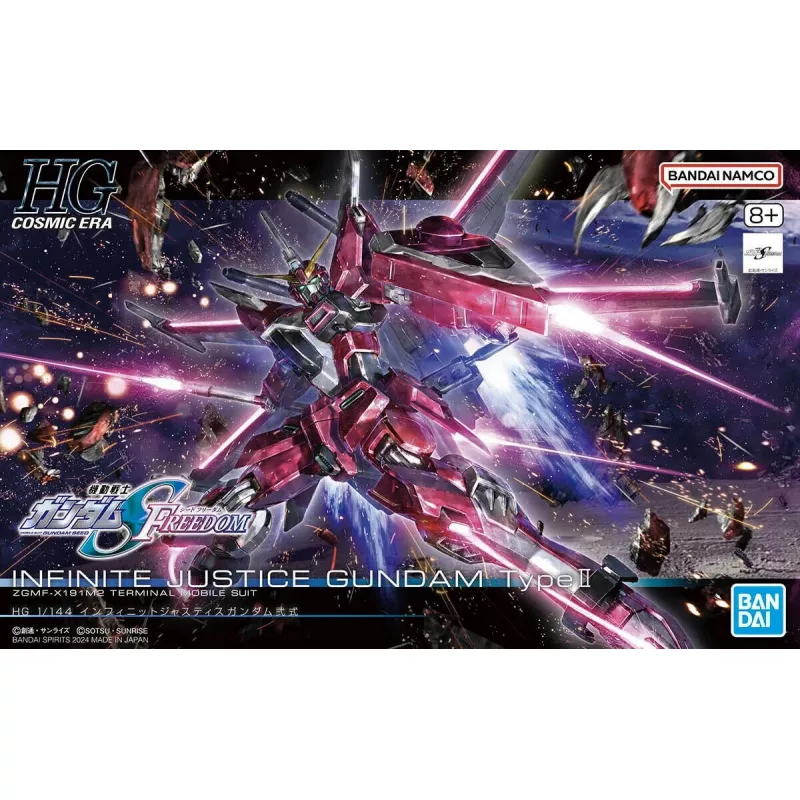 Plastikinis modelio rinkinys Bandai HGCE 1/144 Infinite Justice Gundam Type II — mastelis 1/144