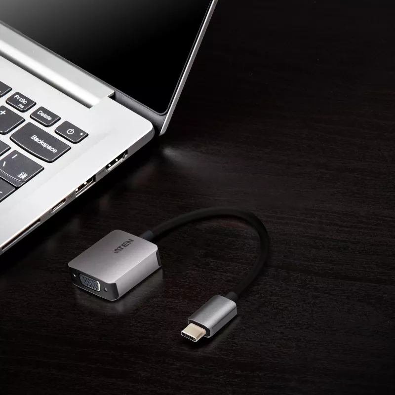 ATEN USB-C – VGA adapteris, USB Type-C, VGA (D-Sub), kištukas, lizdas, tiesus, tiesus