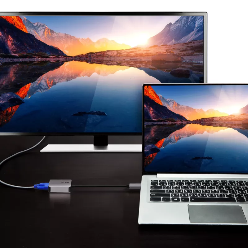 ATEN USB-C – VGA adapteris, USB Type-C, VGA (D-Sub), kištukas, lizdas, tiesus, tiesus