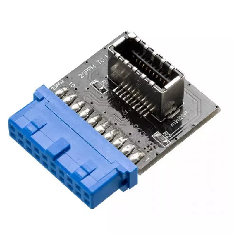 Jungčių adapteris Akasa AK-CBUB51-BK USB 3.0 19 kontaktų į USB 3.1 A, mėlynas