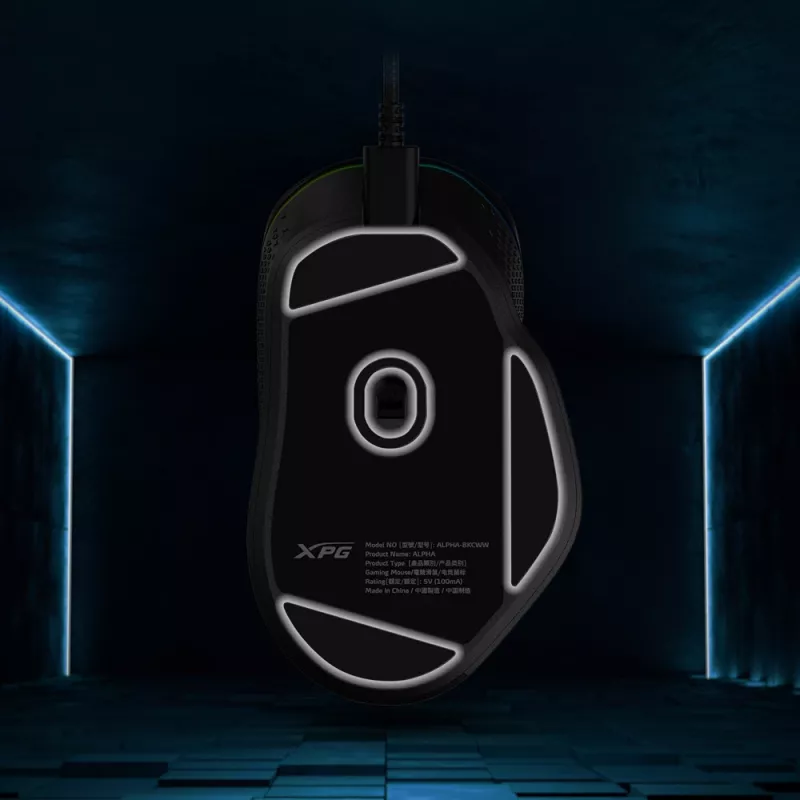 XPG ALPHA, dešiniarankė, optinė, USB Type-C, 16000 DPI, juoda