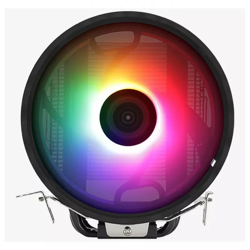 Oro aušintuvas AEROCOOL Rave 3 FRGB 120 mm juodas baltas — 4 šilumos vamzdeliai, ARGB, hidraulinis guolis, 1800 RPM