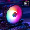 Oro aušintuvas AEROCOOL Rave 3 FRGB 120 mm juodas baltas — 4 šilumos vamzdeliai, ARGB, hidraulinis guolis, 1800 RPM