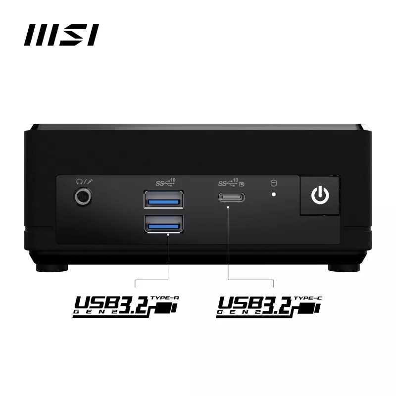 MSI Cubi N ADL-006DE Intel® N N200 4 GB DDR4-SDRAM 128 GB SSD Windows 11 Pro Mini PC juoda