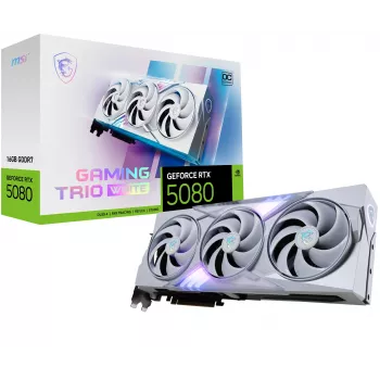 Vaizdo plokštė MSI GeForce RTX 5080 16 GB GDDR7, PCIe 5.0, 256-bit, 3xDP 2.1a + HDMI 2.1b, 360W, 3 ventiliatoriai, Balta