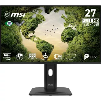 27 colių MSI Pro MP275PGN E14 kompiuterio monitorius, 1920×1080 Full HD IPS, 4 ms, 300 cd/m², VESA, garsiakalbiai, reguliuojamas aukštis, juodas