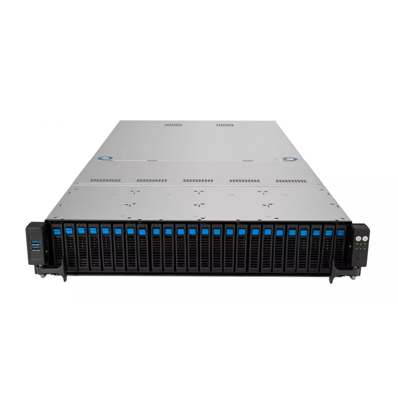 Stovo serveris ASUS RS520A-E12-RS24U lizdas SP5, AMD EPYC 9004, 1 CPU, 24x DDR5 DIMM, iki 6,14 TB, 2U, 26x 2,5 colio skyrių, 1600 W PSU