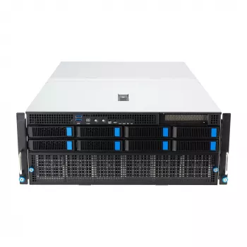 Stovo serveris ASUS ESC8000A-E12-SKU2 (4U) — palaiko 2× AMD EPYC 9004, DDR5 iki 6 TB, 24 DIMM, 3000 W maitinimo šaltinis