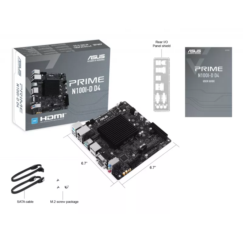 Pagrindinė plokštė ASUS PRIME N100I-D D4, Intel mikroschemų rinkinys, NA lizdas, mini ITX