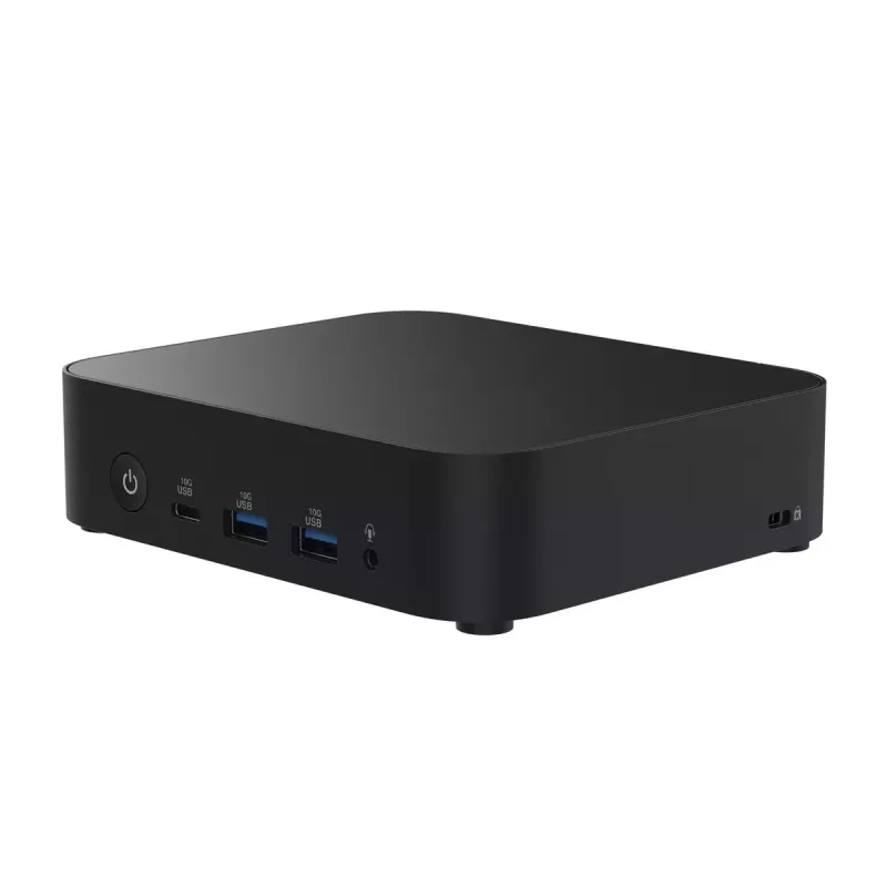 Mini PC barebone ASUS NUC 14 Essential RNUC14MNK1500002 Juoda — Intel N150, 4 branduoliai, DDR5 SO‑DIMM, M.2 iki 2 TB, Wi‑Fi 6E, 2.5GbE