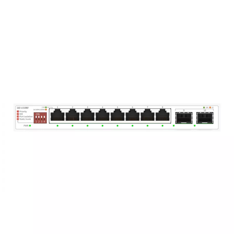 Nekonfigūruojamas eterneto komutatorius ASUS QG-U1080 — 8 × 2,5 G RJ-45 prievadai, MAC 16K, baltas, 12V