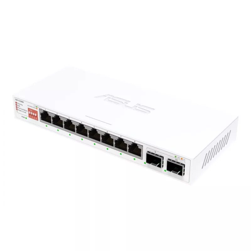 Nekonfigūruojamas eterneto komutatorius ASUS QG-U1080 — 8 × 2,5 G RJ-45 prievadai, MAC 16K, baltas, 12V