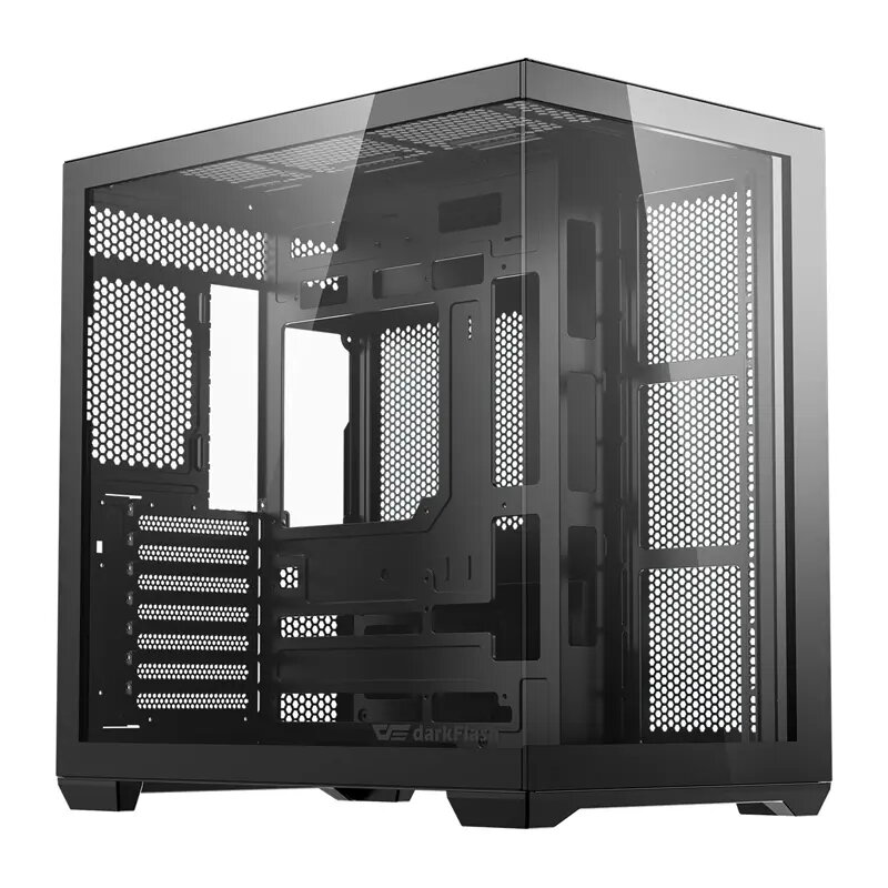 Kompiuterio korpusas Darkflash C280 (juodas) – midi bokštas ATX suderinamas, priekinis tinklinis skydelis