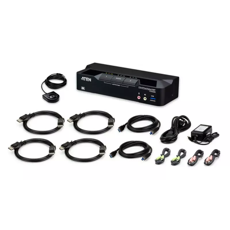 KVM Switch ATEN CS1942DPA – 2 prievadų USB 3.0 dvigubo ekrano DisplayPort 8K 60Hz