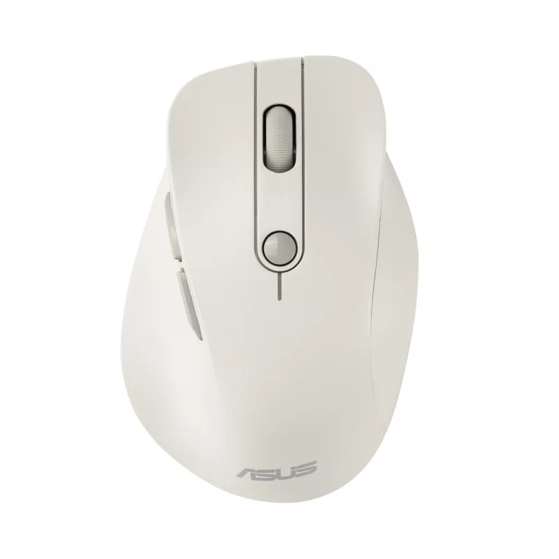 Belaidė dešiniarankė pelė ASUS MD105 MK-WH — RF + Bluetooth, 2400 DPI, ratukas, baterija, smėlio spalvos