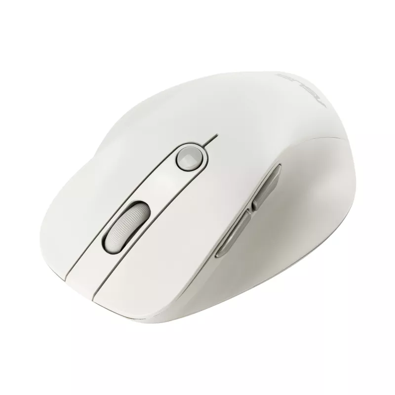 Belaidė dešiniarankė pelė ASUS MD105 MK-WH — RF + Bluetooth, 2400 DPI, ratukas, baterija, smėlio spalvos